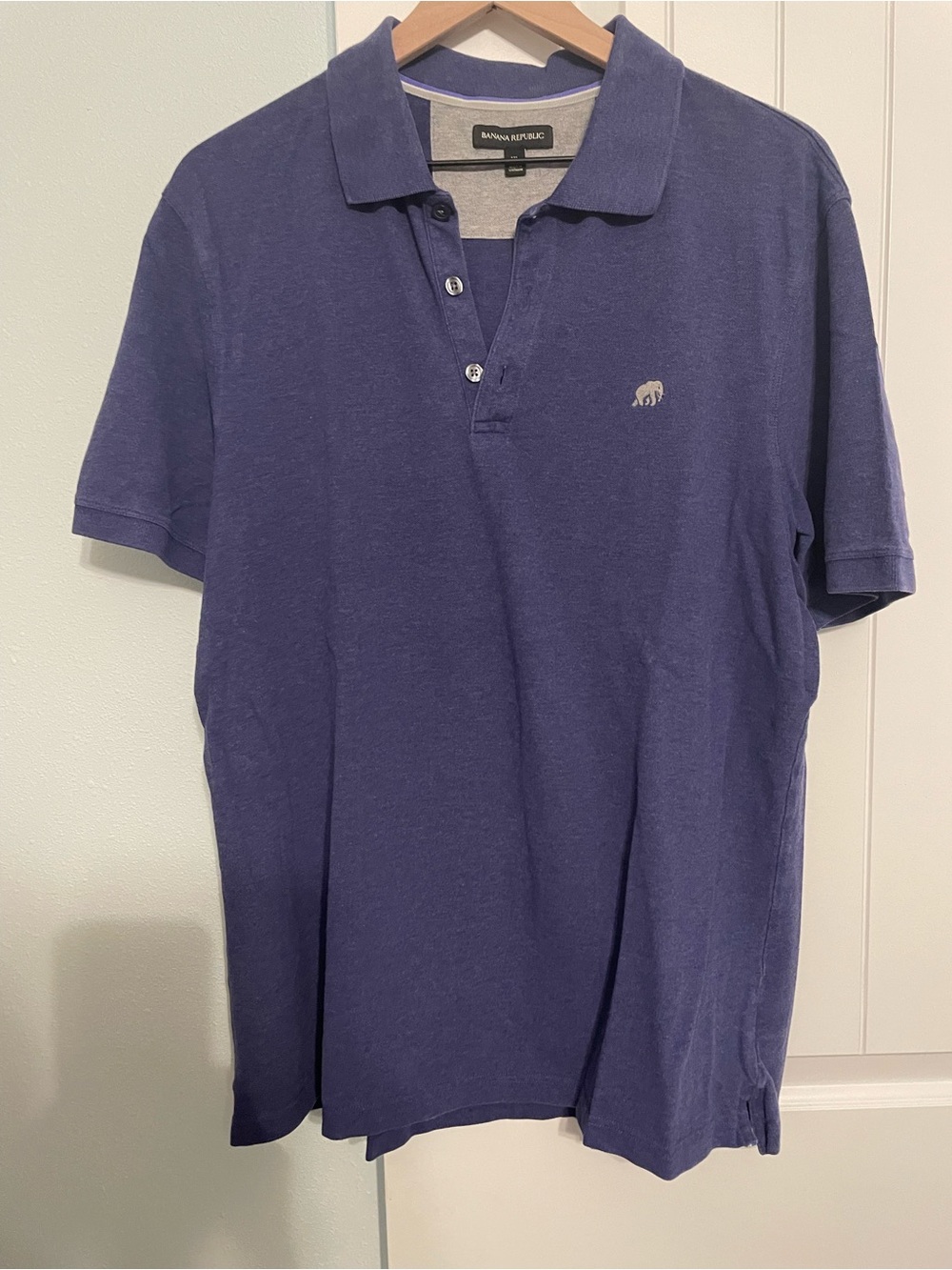 Banana Republic Men's Heathered Purple Polo with Elephant Logo